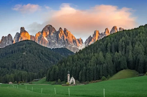 From North to South - the best places to live in Italy: Photo of a church near the Dolomites, in the Italian alps