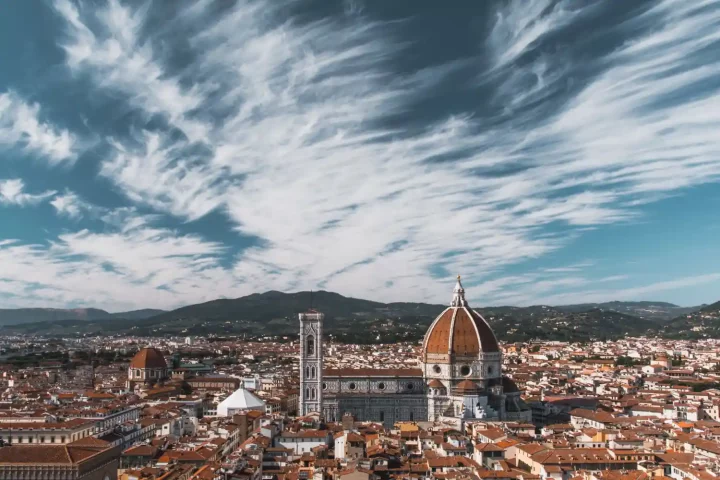The Cathedral of Santa Maria del Fiore: Aerial photo of the Duomo in Florence