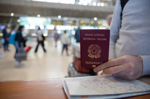 Photo of a person holding an european union passport