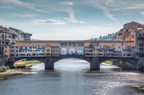 Photo of Ponte Vecchio, showing a lot of tourists visiting