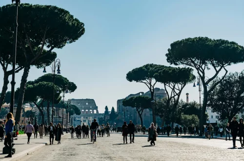 How to get residency in Italy: Photo of people walking in Via dei Fori Imperiali, Rome