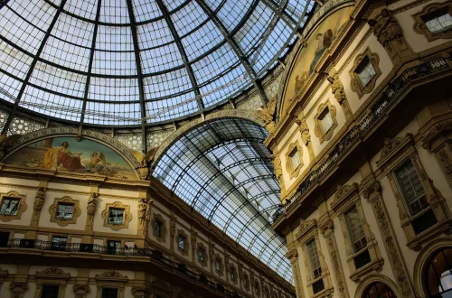 Italian citizenship for americans: ceiling photo of Galleria Vittorio Emanuele II in Milan