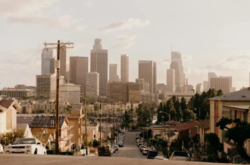 Italian citizenship in Los Angeles: Photo of LA cityscape as seen from the suburbs