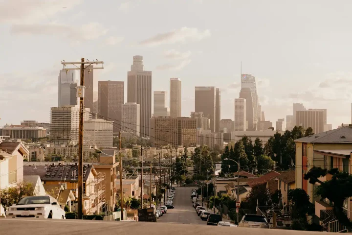 Italian citizenship in Los Angeles: Photo of LA cityscape as seen from the suburbs