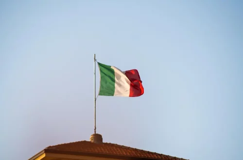 Italian consulate with country flag on top