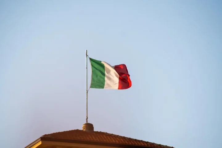 Italian consulate with country flag on top